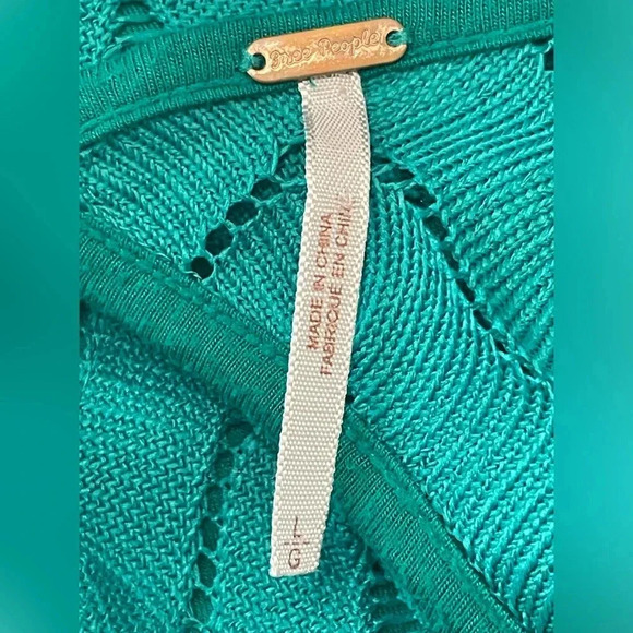 Free People Wild Thing Green Cutout Open Back Zigzag Tunic Dress - L - Picture 6 of 8